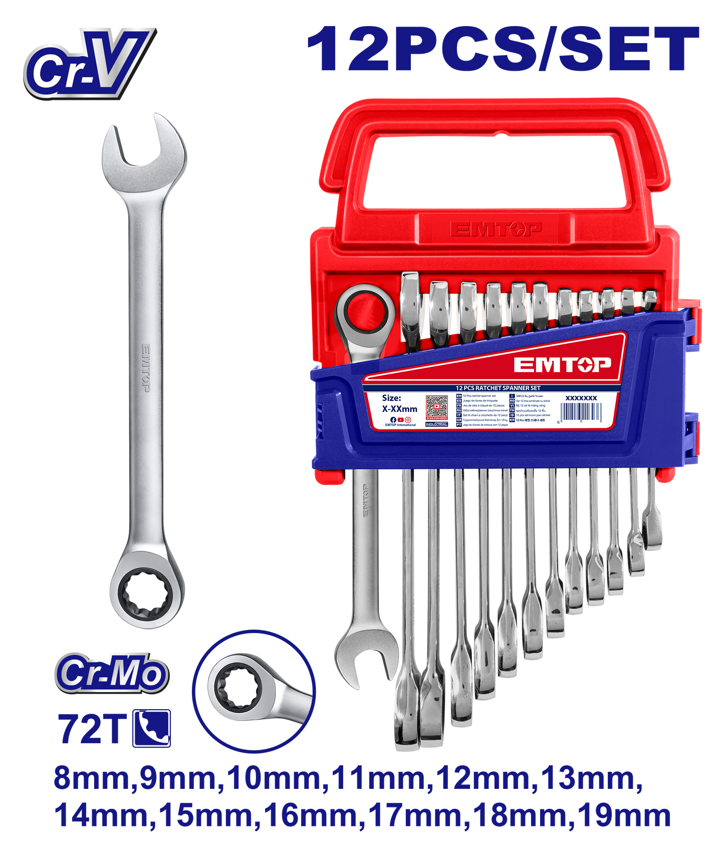 Açar dəsti, 12 əd, 8-19 mm