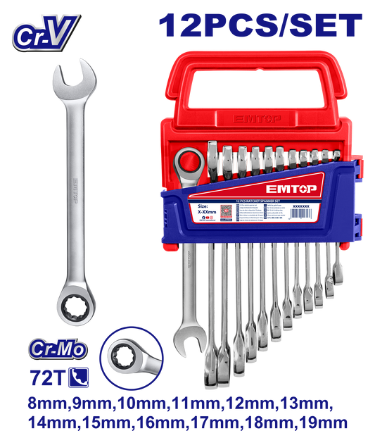 Açar dəsti, 12 əd, 8-19 mm