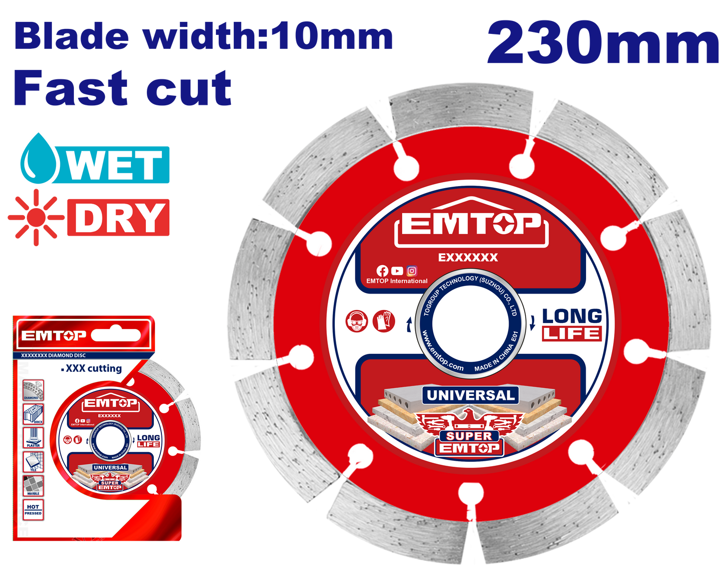 Almaz diski, 230 mm x 22.2 mm x 10 mm