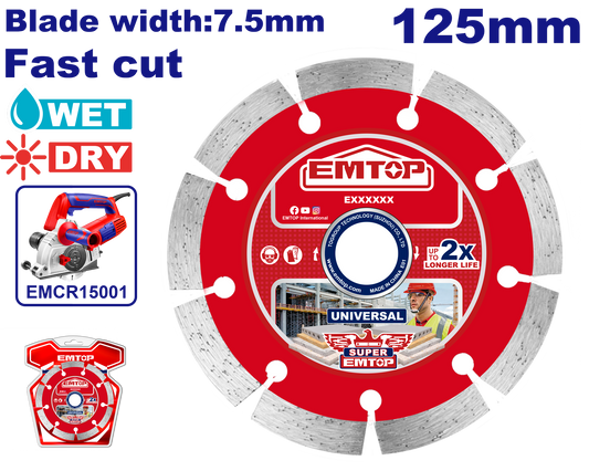 Almaz diski, 125 mm x 22.2 mm x 7.5 mm