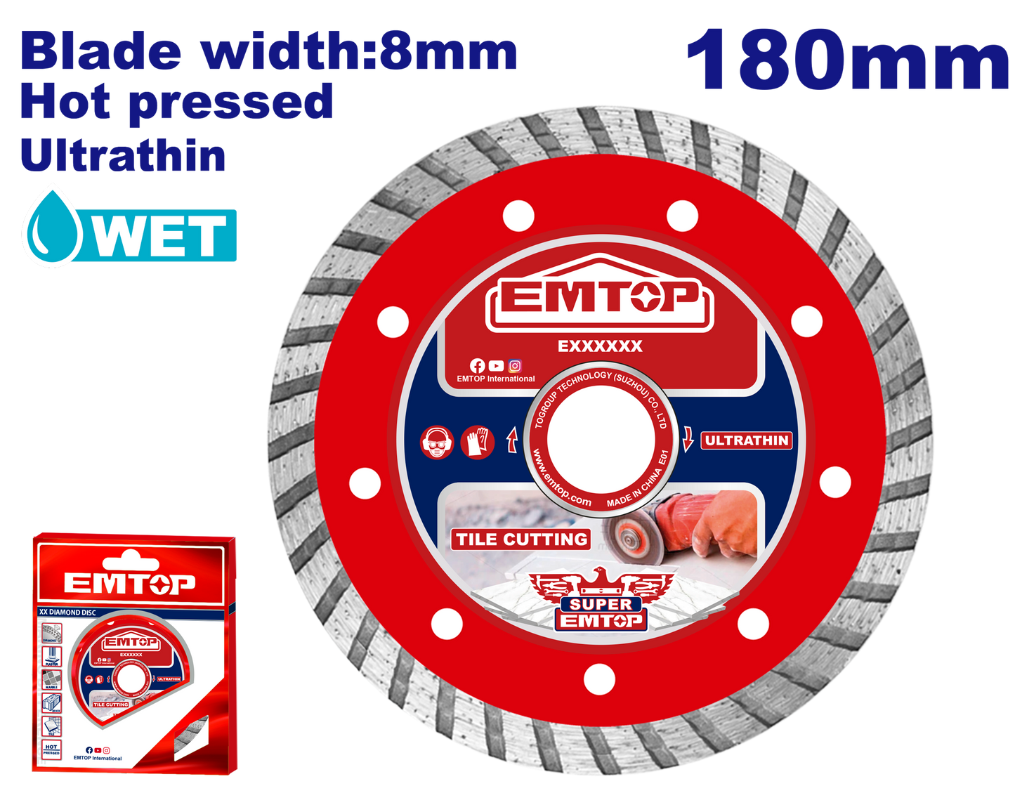 Almaz diski, 180 mm x 22.2 mm x 8 mm