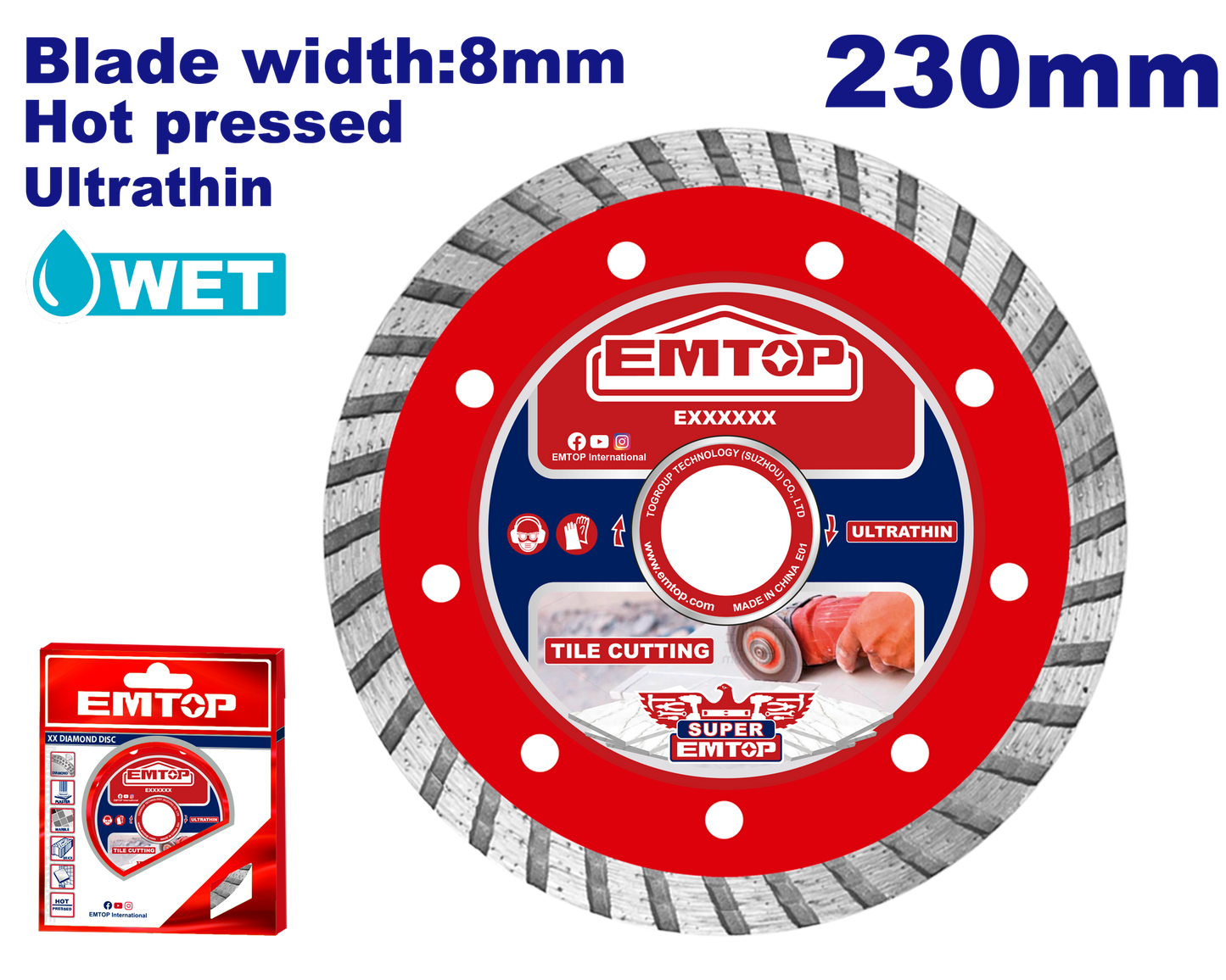 Almaz diski, 230 mm x 22.2 mm x 8 mm