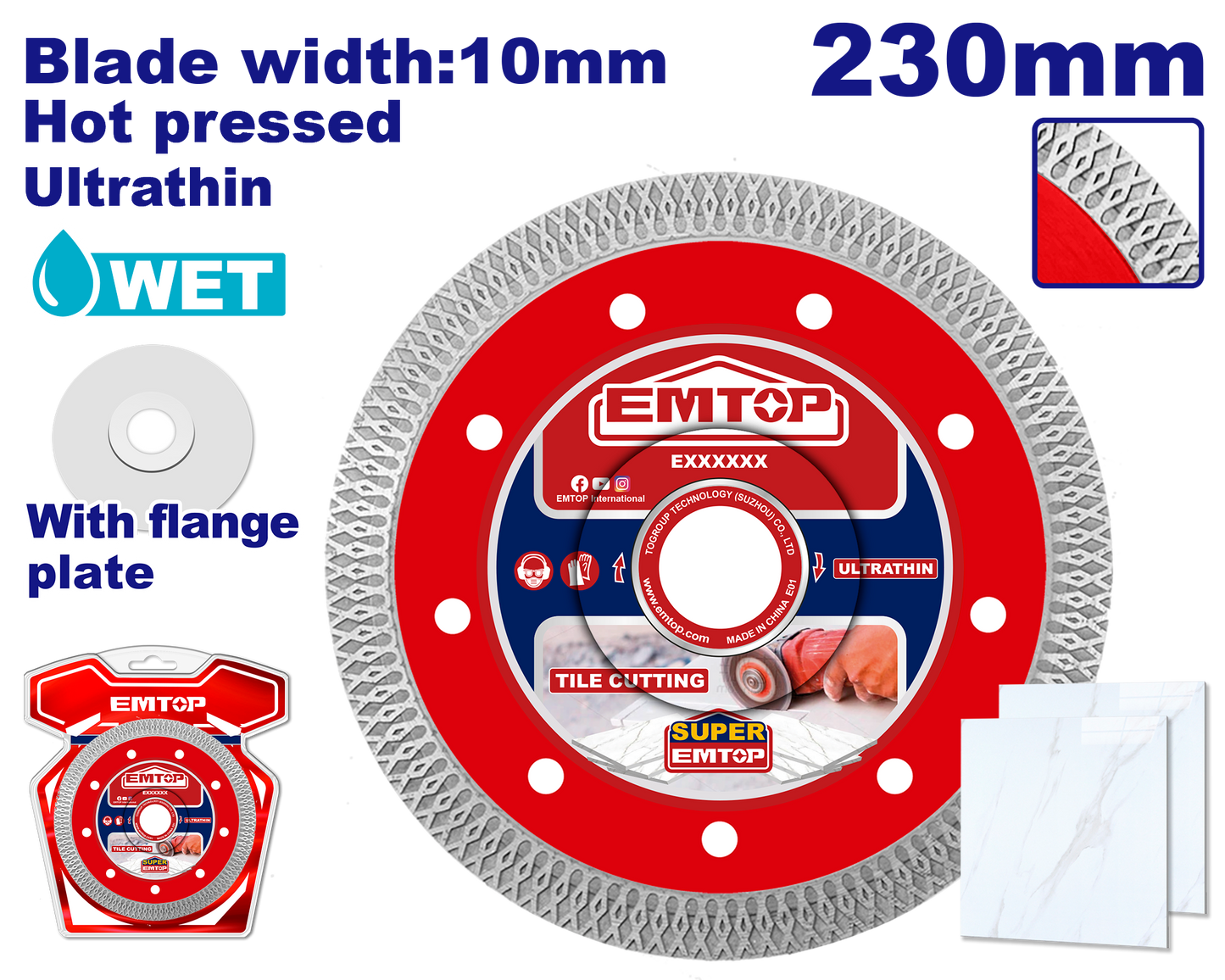 Almaz diski(ultra incə), 230 mm x 22.2 mm x 10 mm