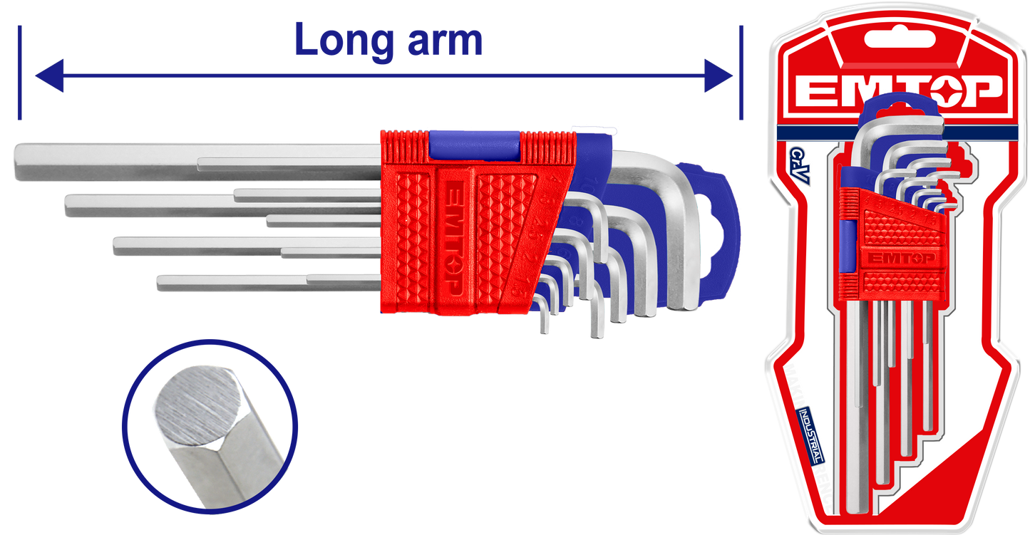 Altıbucaq açarları dəsti, 9 əd