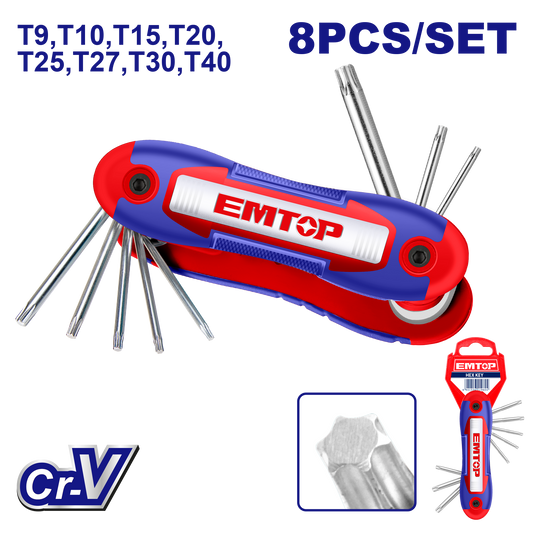 Qatlanan torx açar dəsti, 8 əd