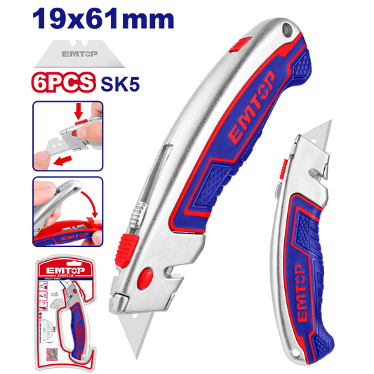 Təmir-tikinti bıçaqı, 61x19 mm, 6 tiyə ilə