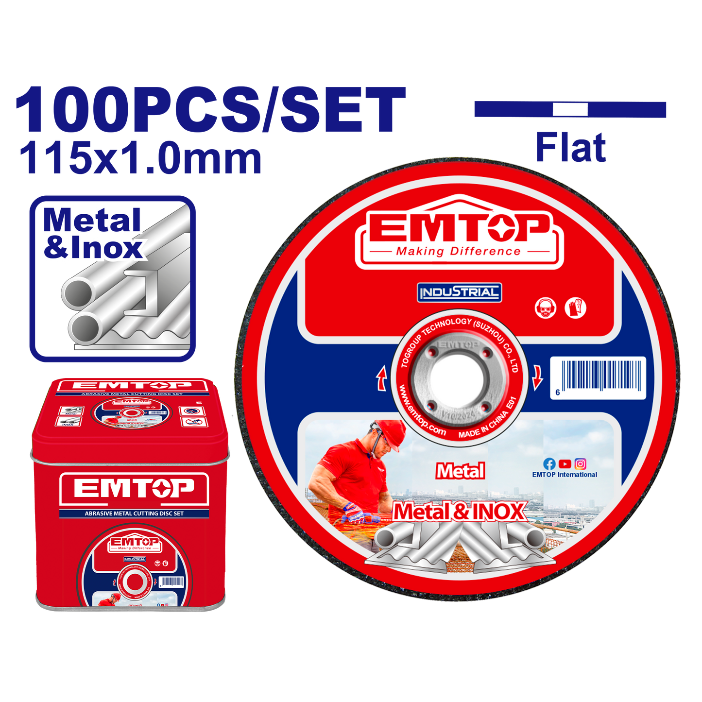 Kəsmə diskləri dəsti, 100 əd, 115x1 mm