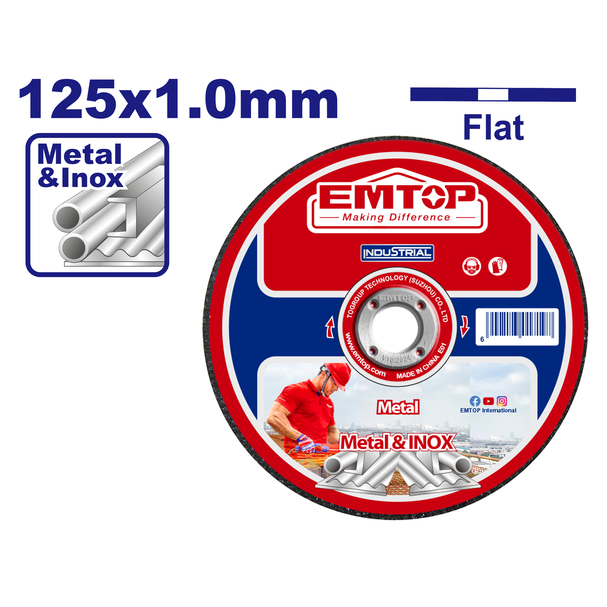 Metal üzrə kəsmə disk, 125 mm x 1.0 mm x 22.2 mm