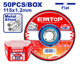 Metal üzrə kəsmə disk dəsti, 50 əd. 115 mm x 1.2 mm x 22.2 mm