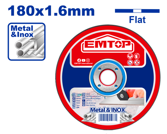 Metal üzrə kəsmə disk, 180 mm x 1.6 mm x 22.2 mm