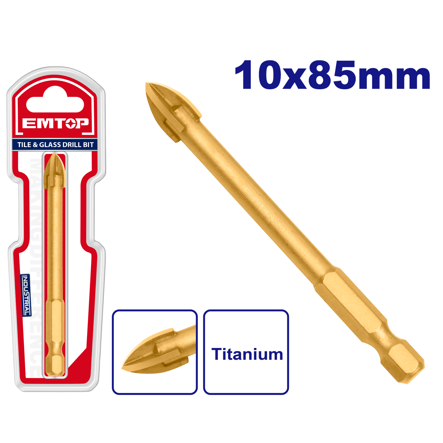 10x85mm Şüşə üçün Titanyum Burğu