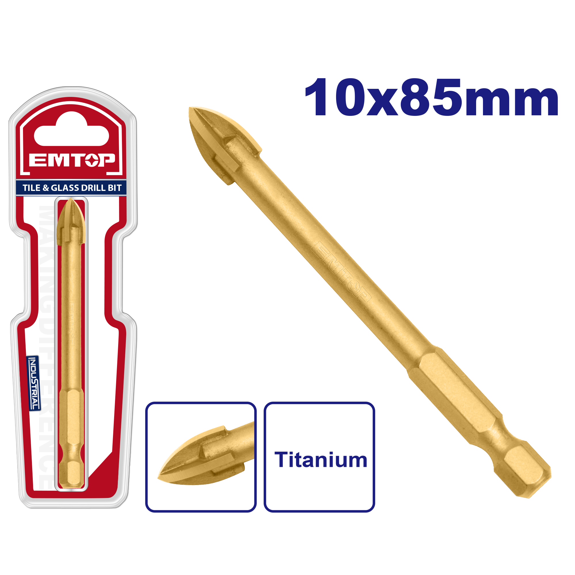 10x85mm Şüşə üçün Titanyum Burğu