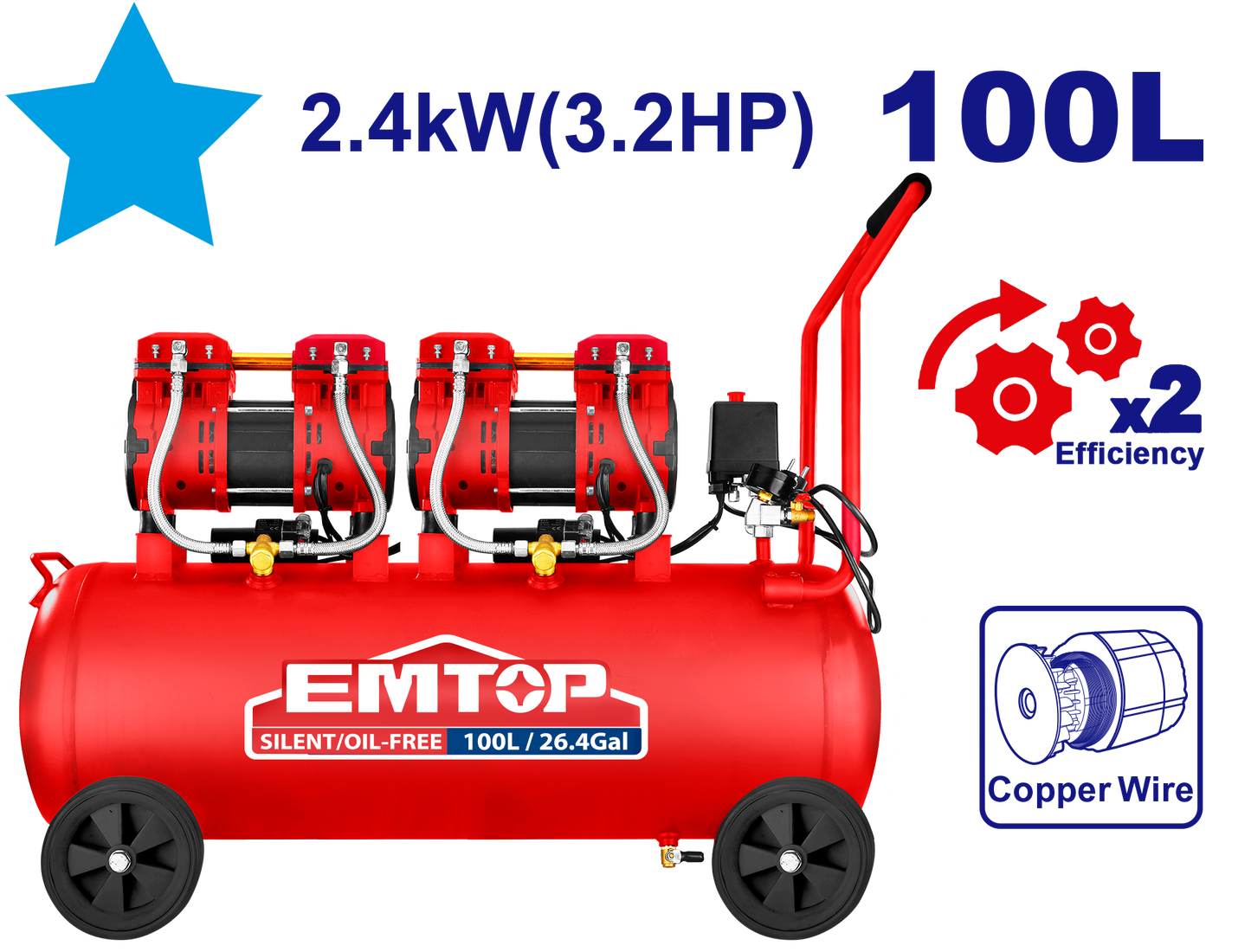 Hava kompressoru, 100L 2.4kW