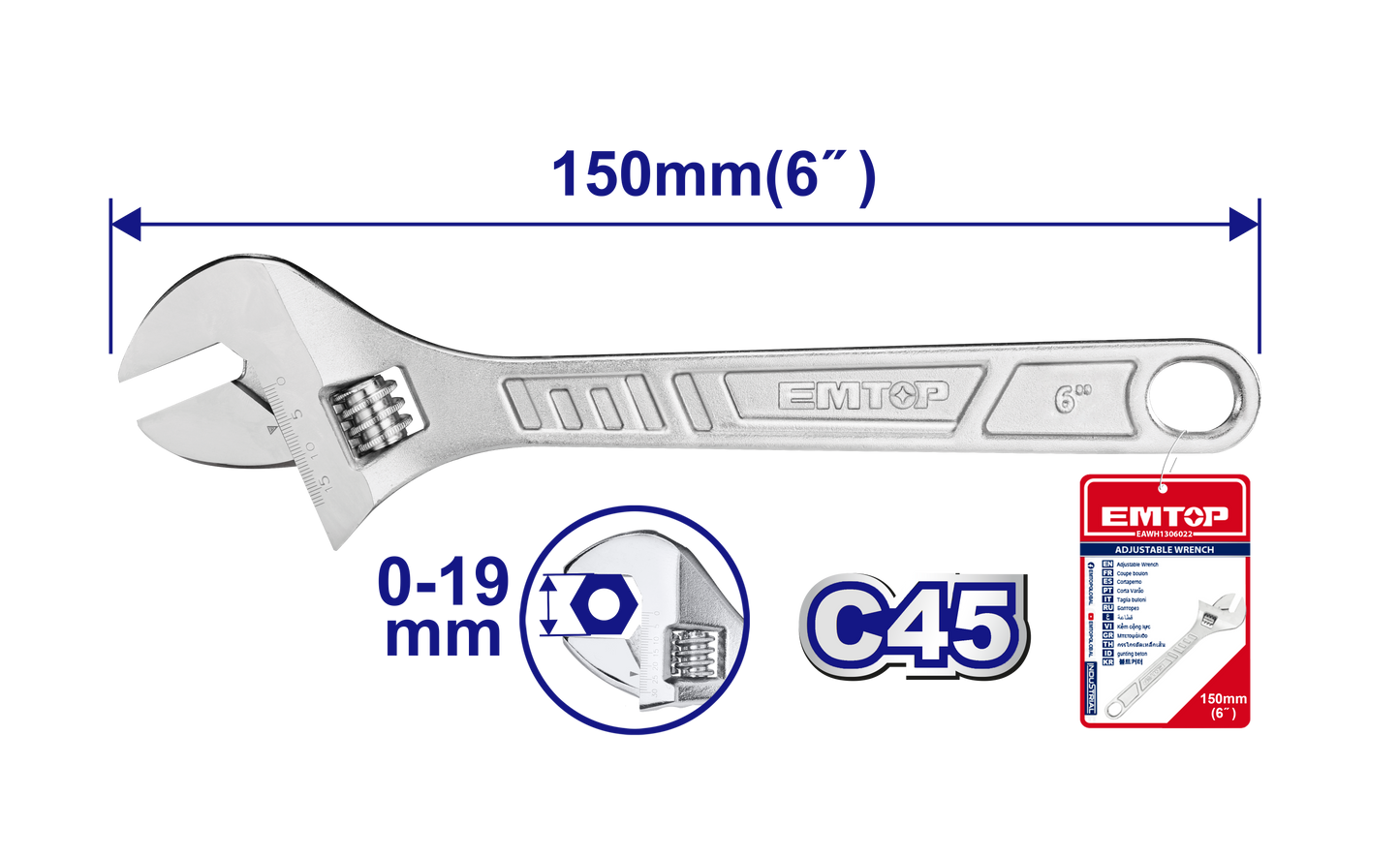 Tənzimlənən açar, 150 mm