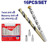 Bitlər ilə qazma dəsti, 16 əd