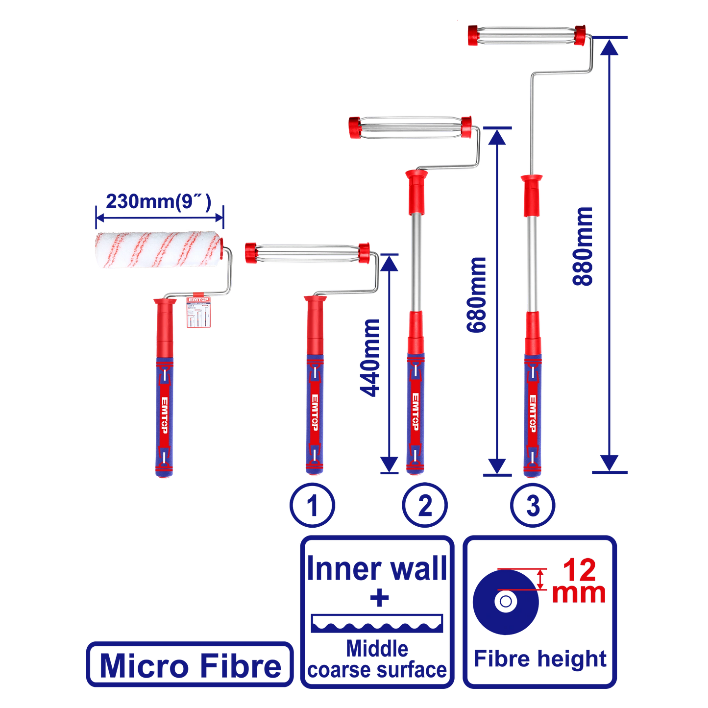 Rolik Seti, 230mm 3 ədəd uzadıcı