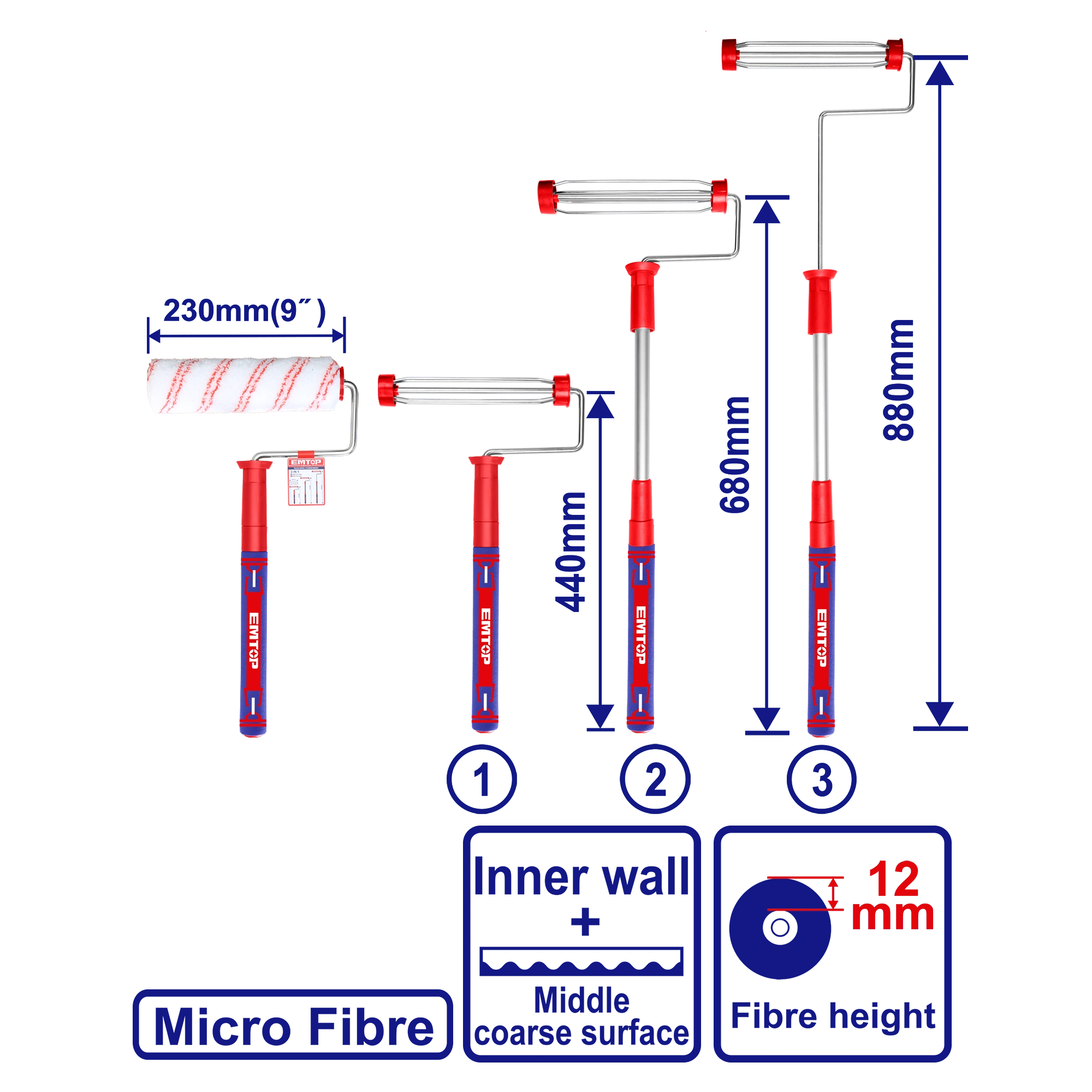 Rolik Seti, 230mm 3 ədəd uzadıcı