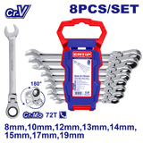 Açar dəsti, 8 əd, 8-19 mm