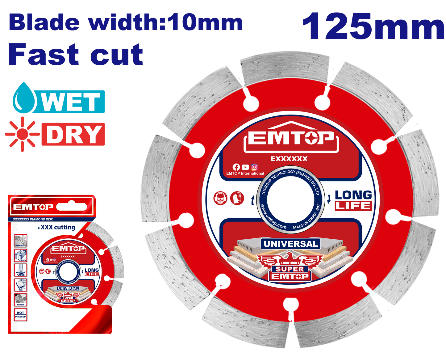 Almaz Diski, 125 mm x 22.2 mm x 10 mm
