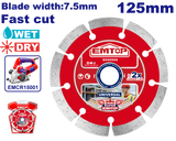 Almaz diski, 125 mm x 22.2 mm x 7.5 mm