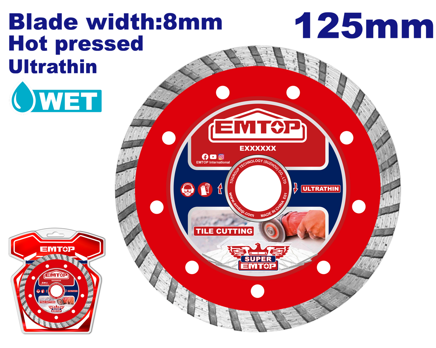 Almaz diski, 125 mm x 22.2 mm x 8 mm