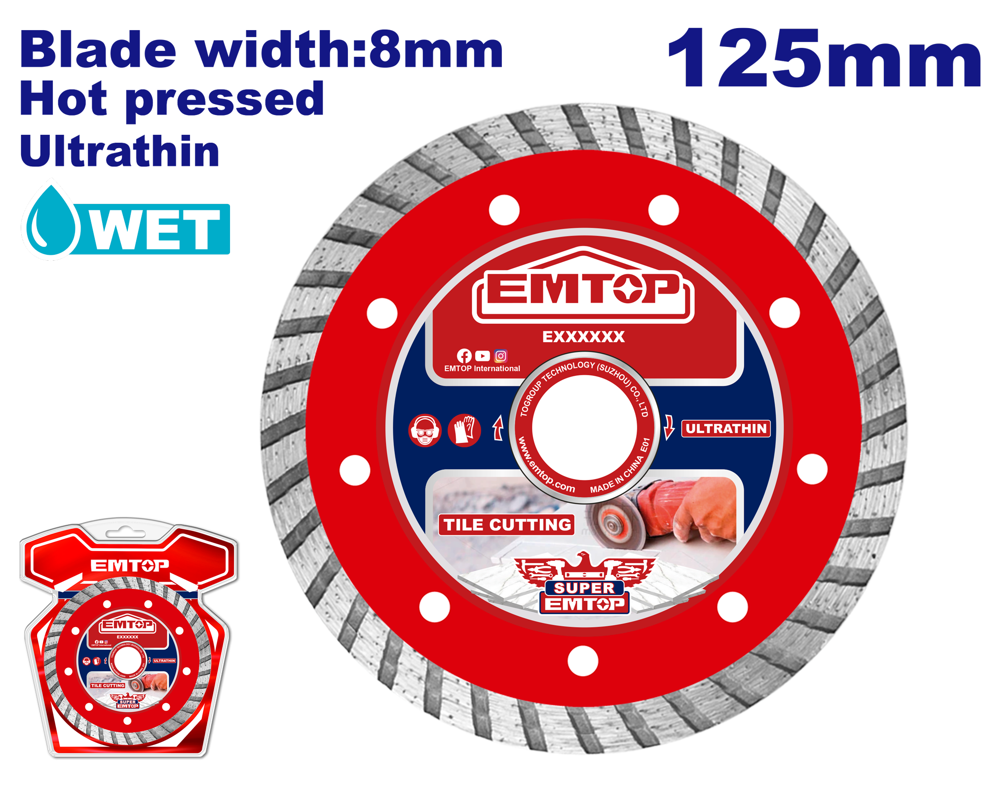 Almaz diski, 125 mm x 22.2 mm x 8 mm