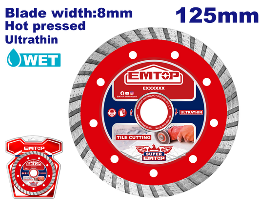 Almaz diski, 125 mm x 22.2 mm x 8 mm