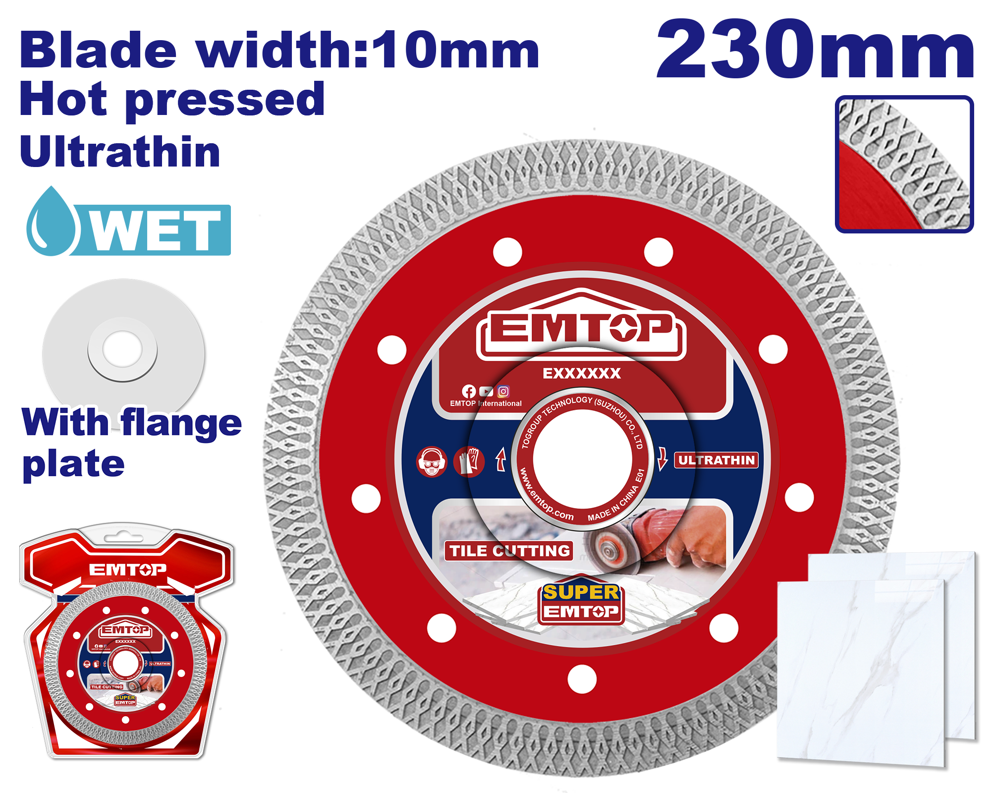 Almaz diski(ultra incə), 230 mm x 22.2 mm x 10 mm