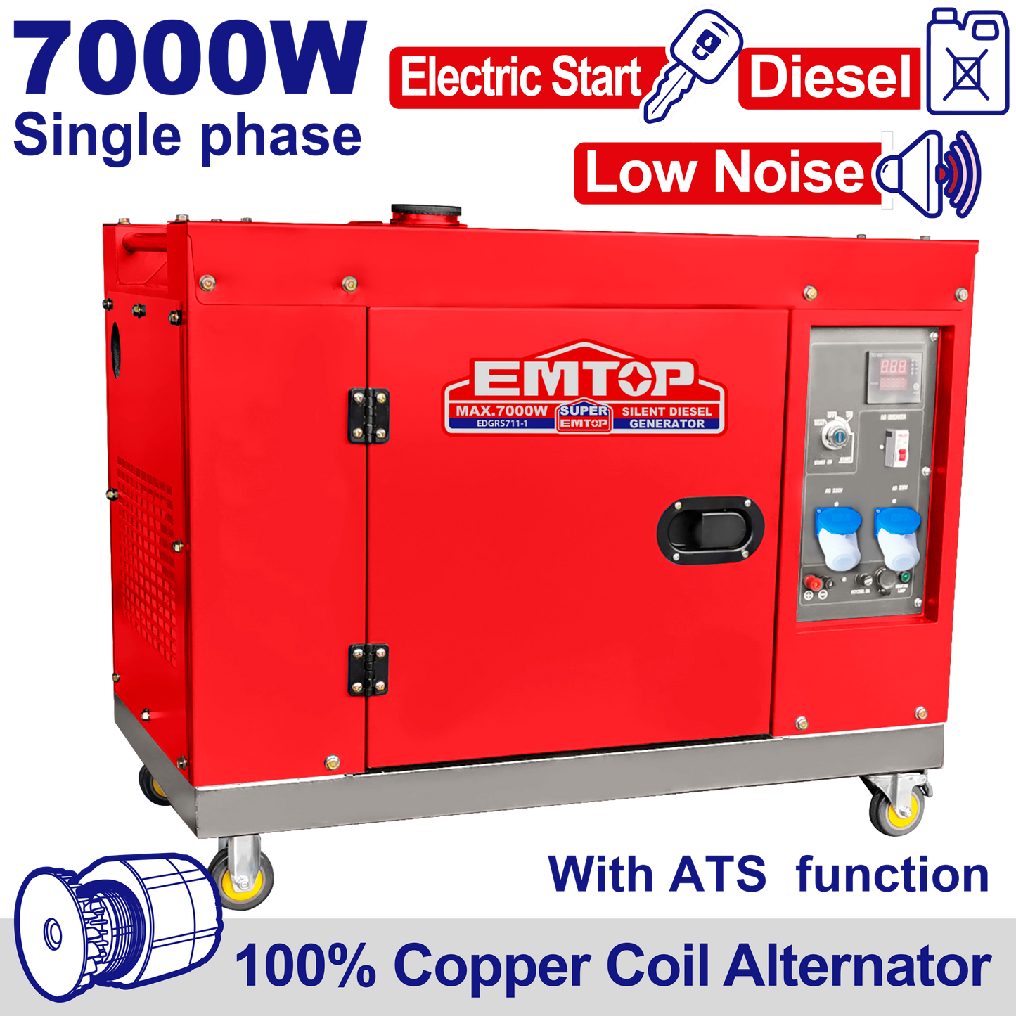 7000W Dizel Səssiz Generator 1Faz