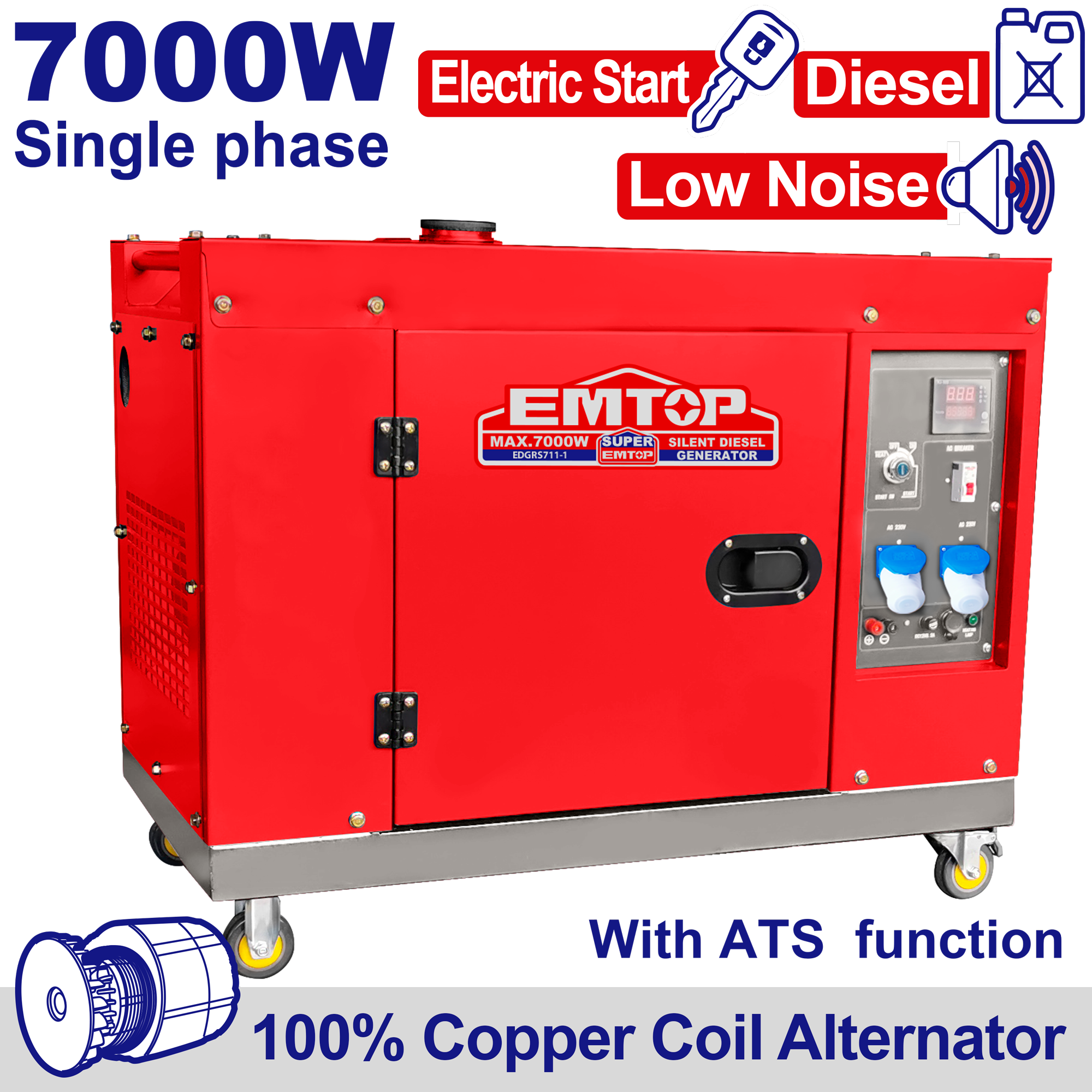 7000W Dizel Səssiz Generator 1Faz