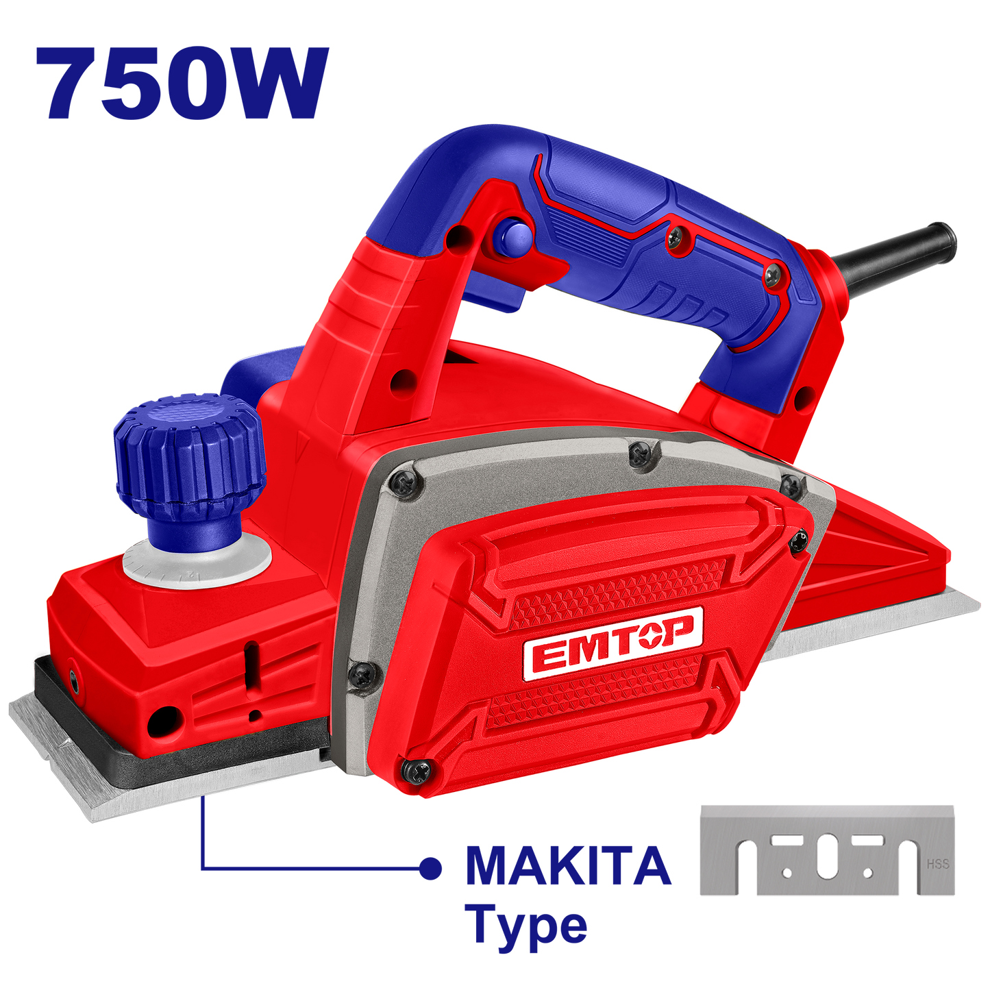 Emtop 750W Rəndə Makita Tipli Bıçaqla EECR0751