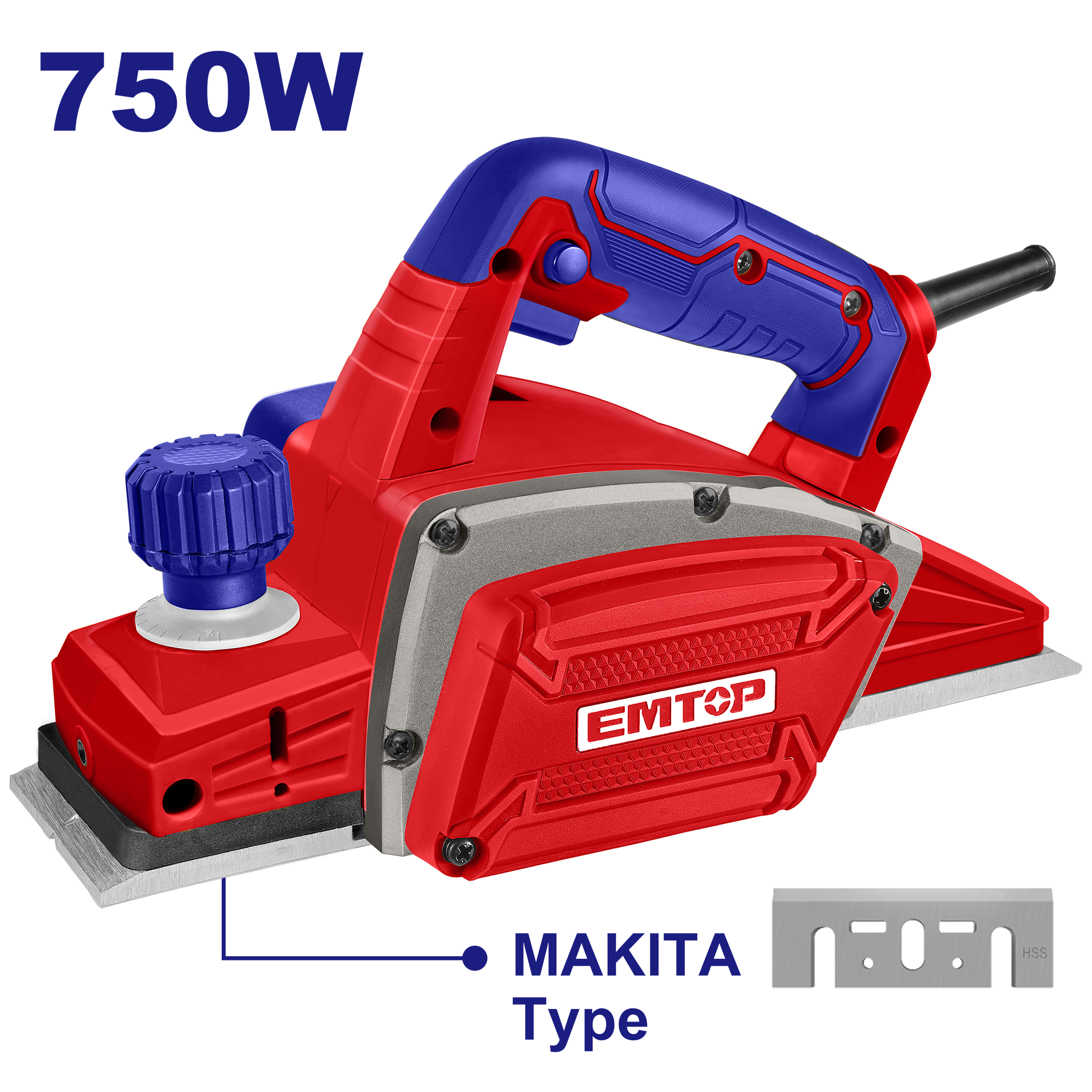Emtop 750W Rəndə Makita Tipli Bıçaqla EECR0751
