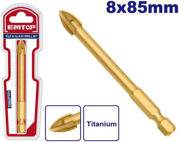 8x85mm Şüşə üçün Titanyum Burğu