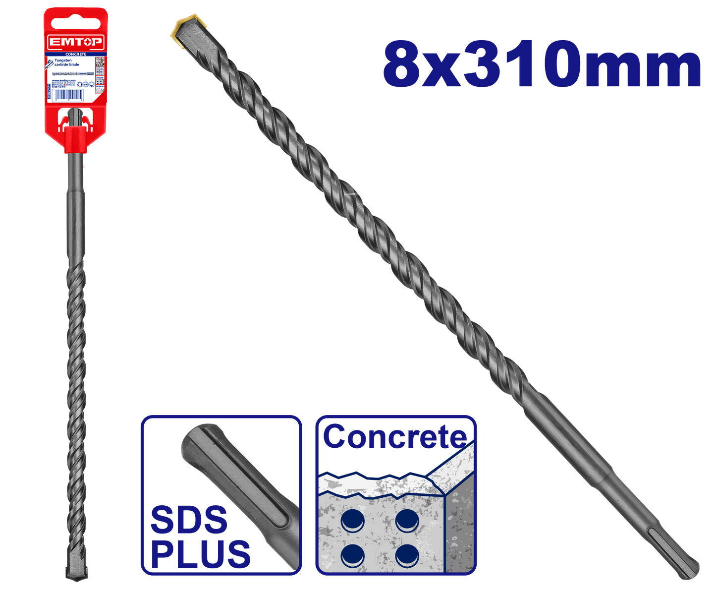 8x310mm Beton üçün Burğu
