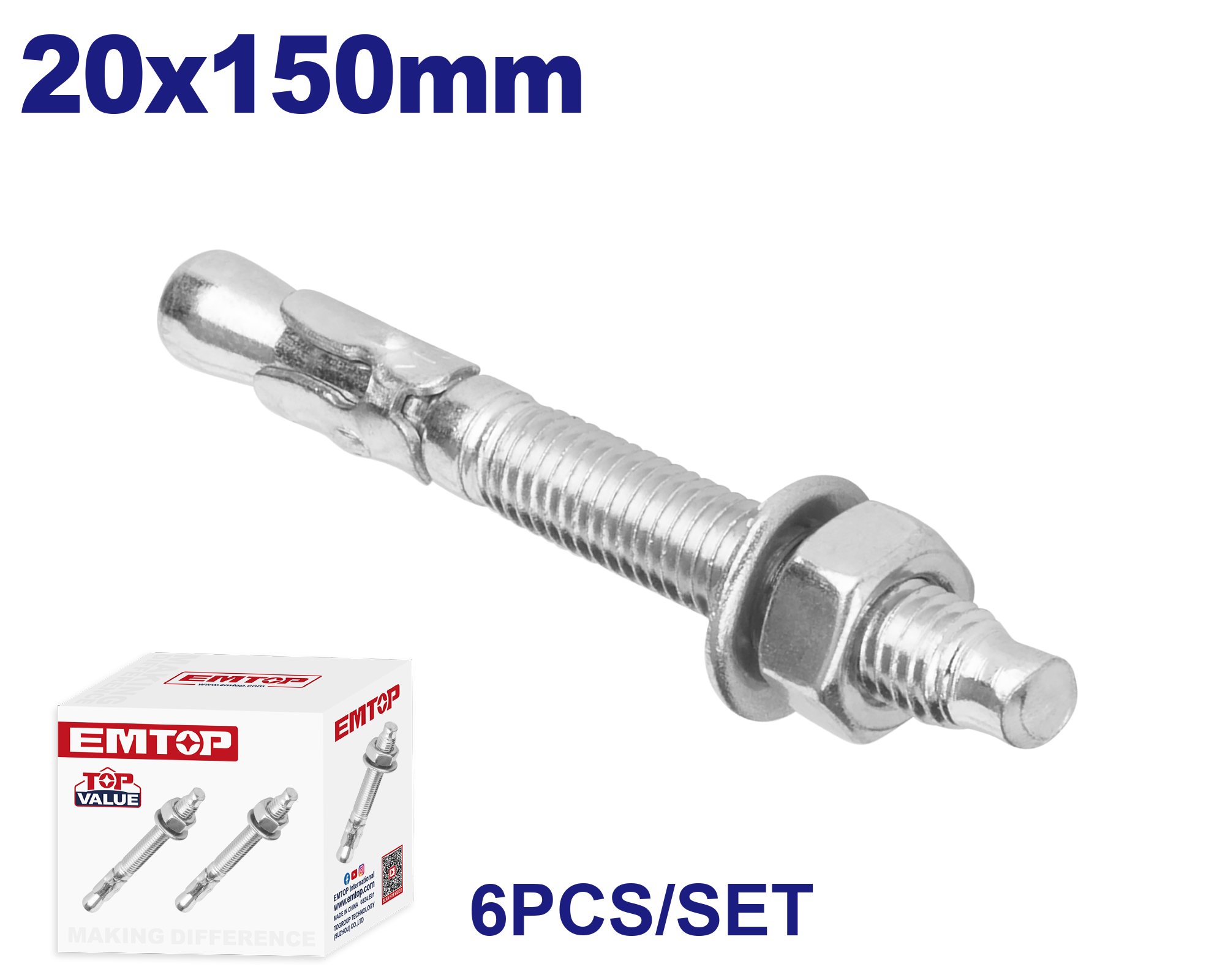 Anker Bolt 20x150mm 6 ədəd