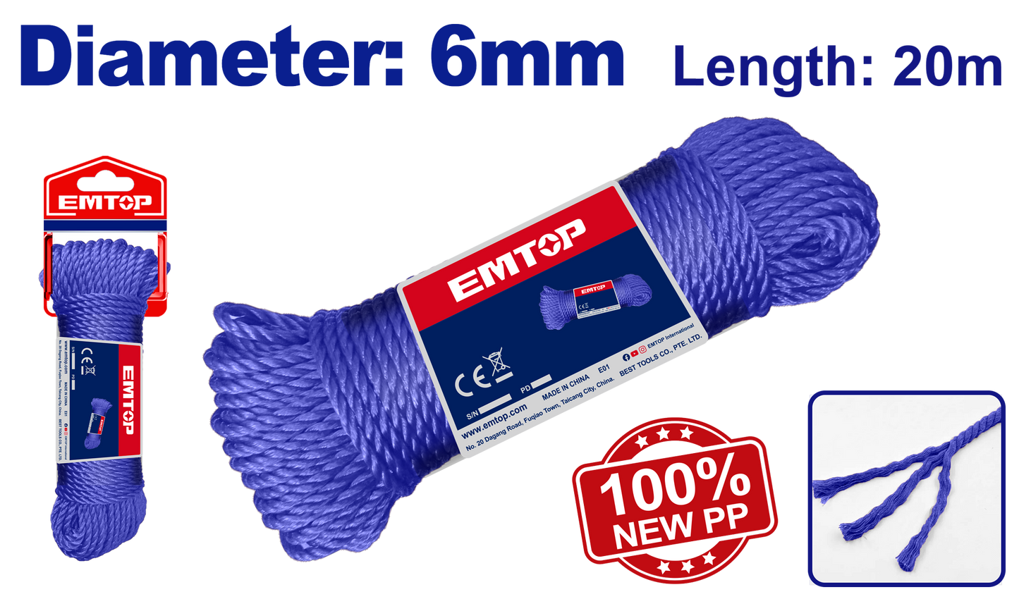 Emtop İp 6mm 20M