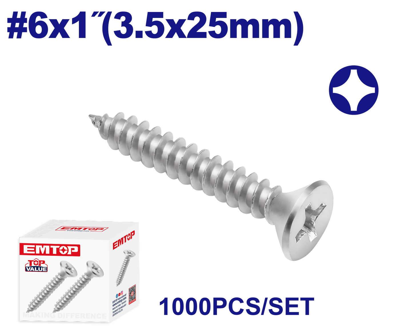 Emtop 3.5x25mm şurup 1000 ədəd
