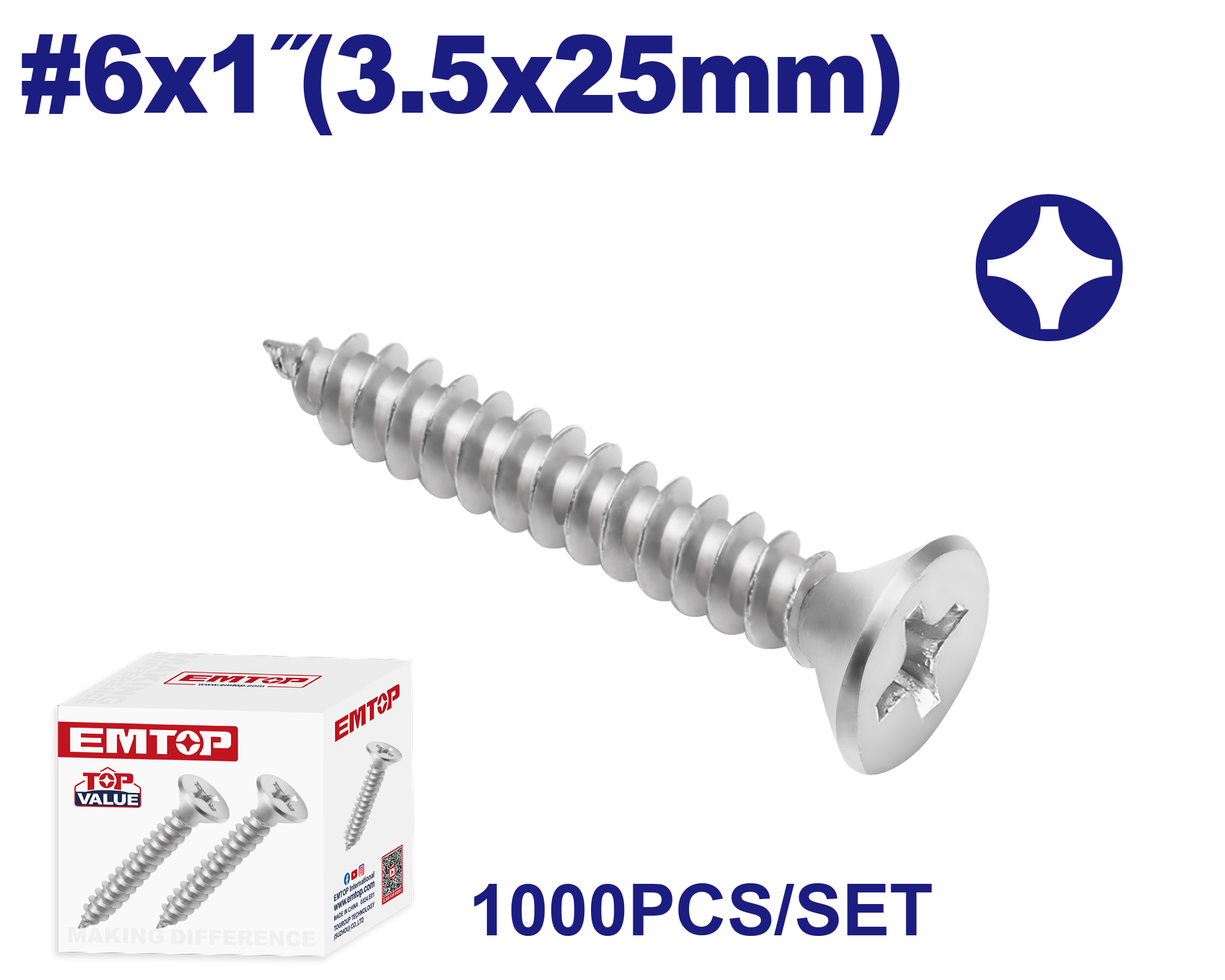 Emtop 3.5x25mm şurup 1000 ədəd