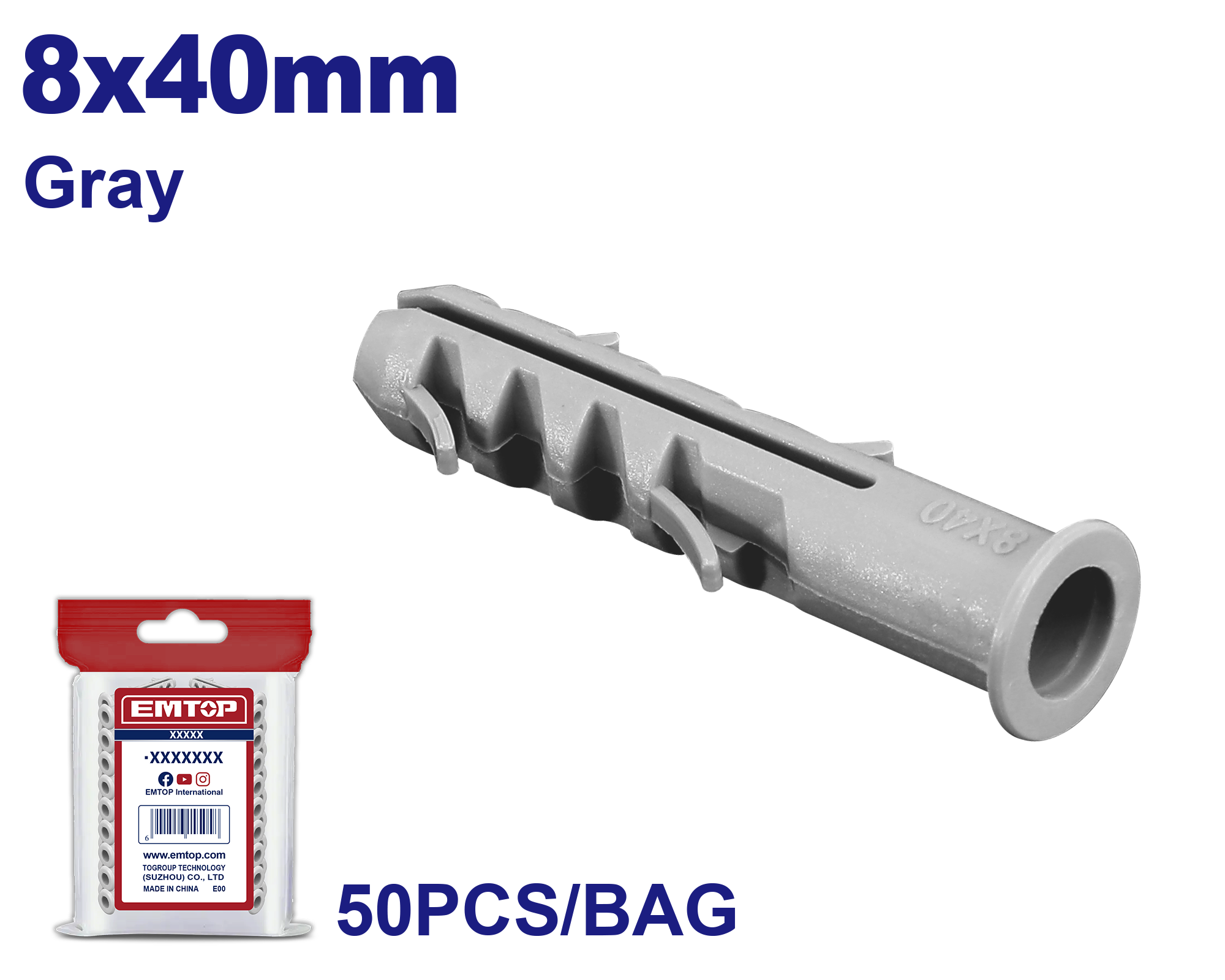 Plastik Tıxac 8x40mm 50 ədəd