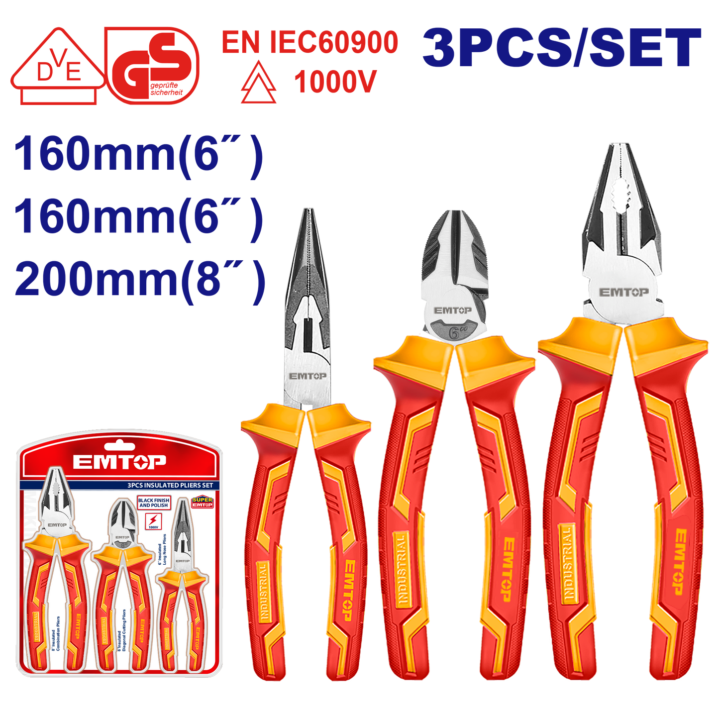 İzolyasiya olunmuş kəlbətin dəsti, 1000V, 3 əd