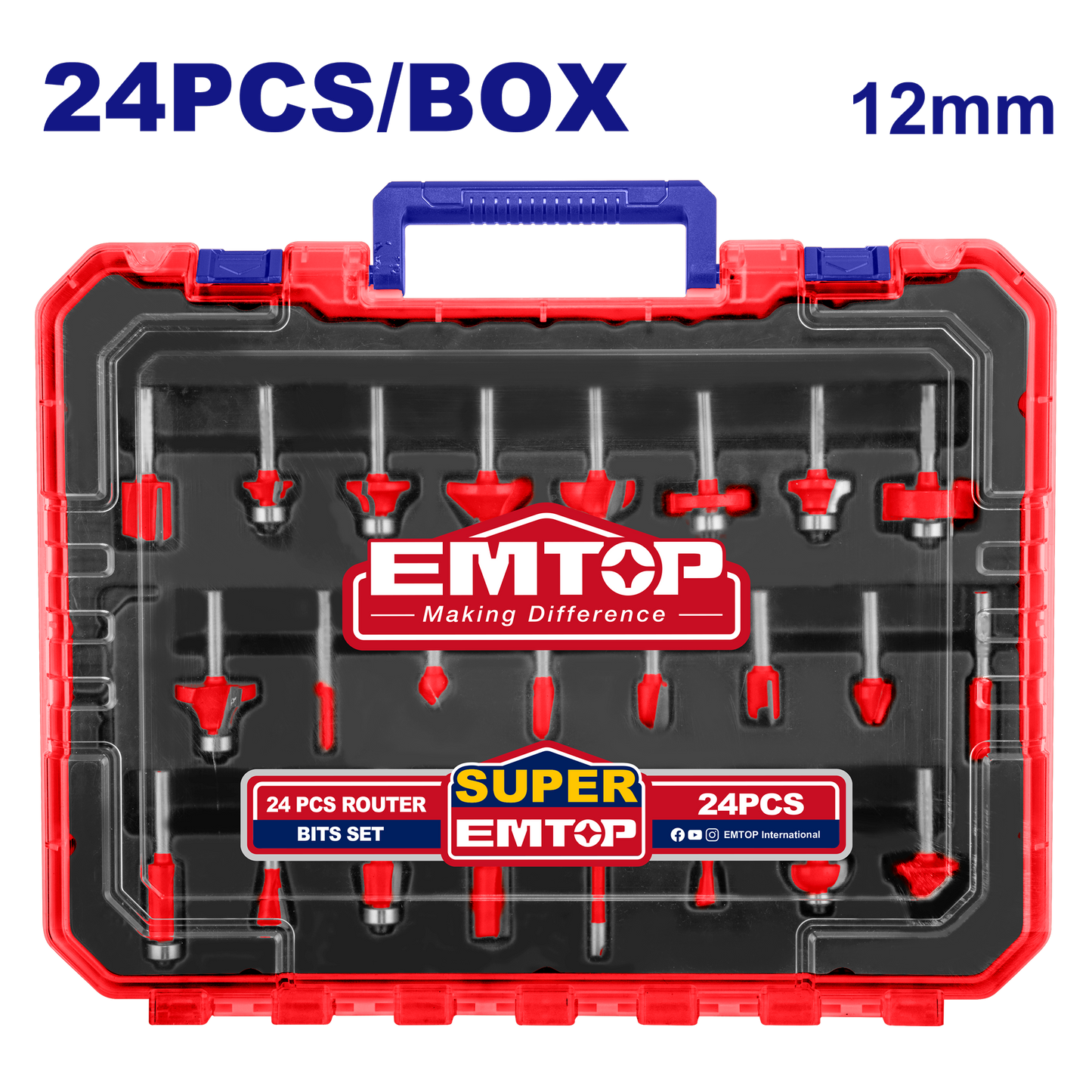 Frezer ucu dəsti, 12mm, 24 əd