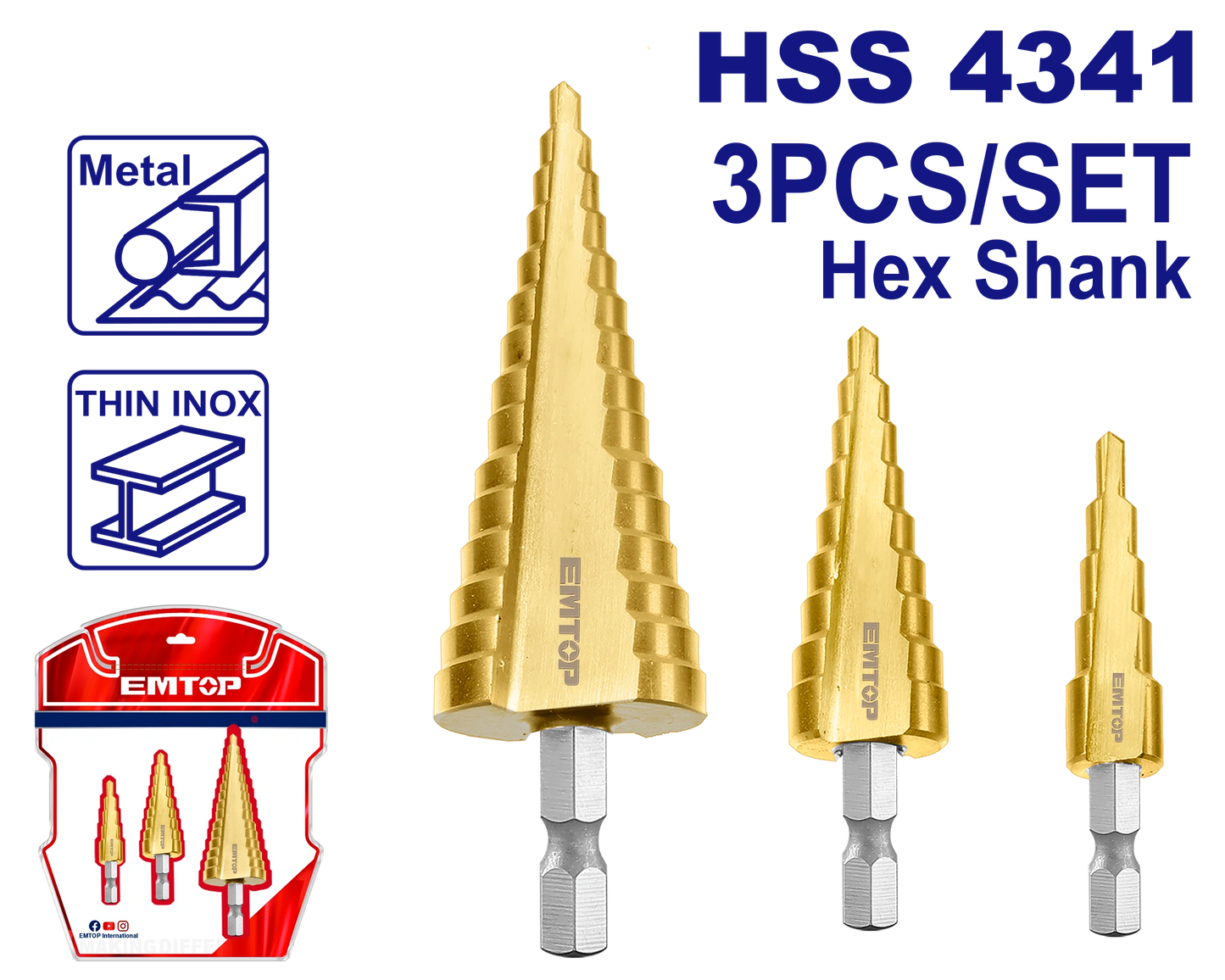 Burğu Titanyum, 3ədəd dəst Hex HSS