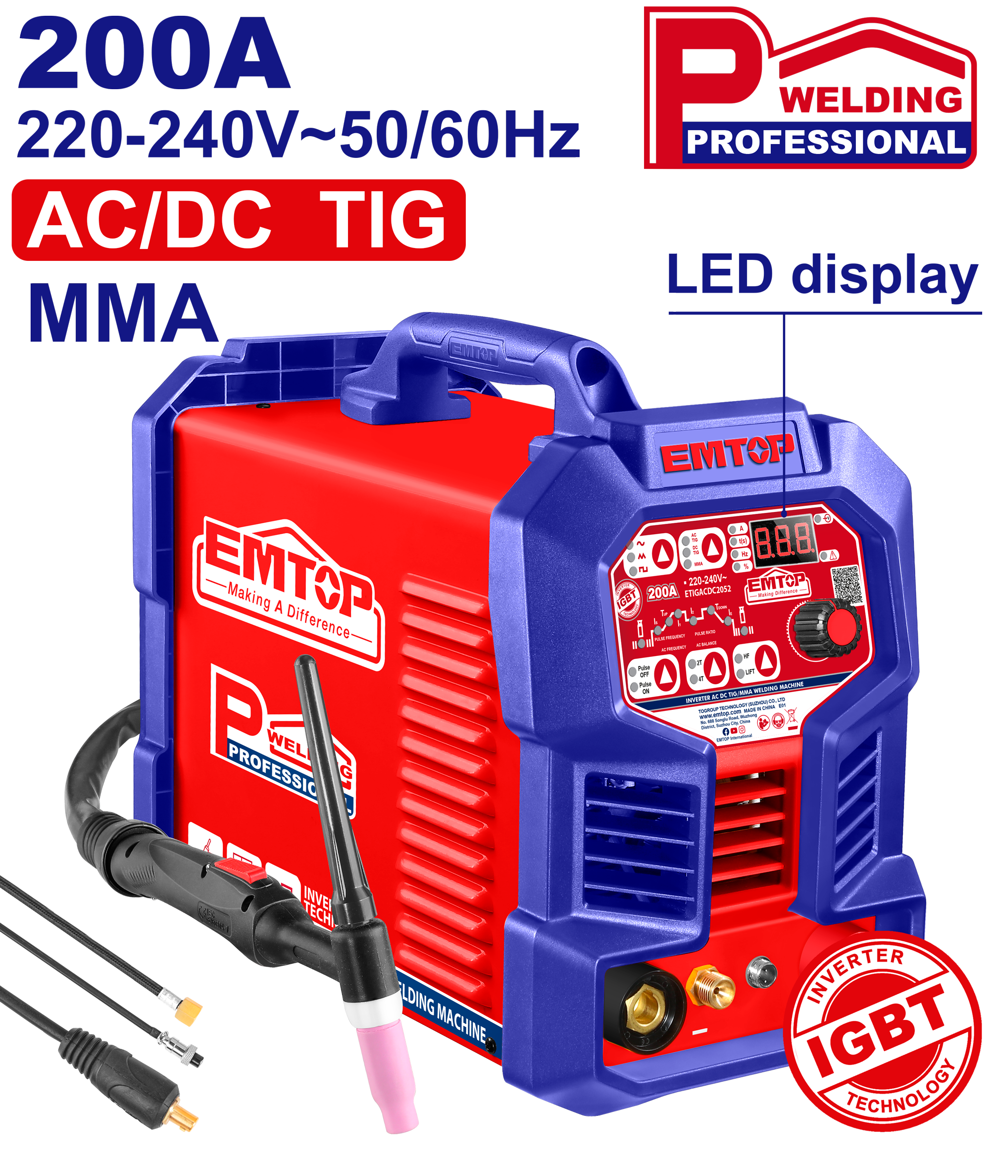 Emtop AC/DC TIG (Arqon) Qaynaq Aparatı ETIGACDC2052