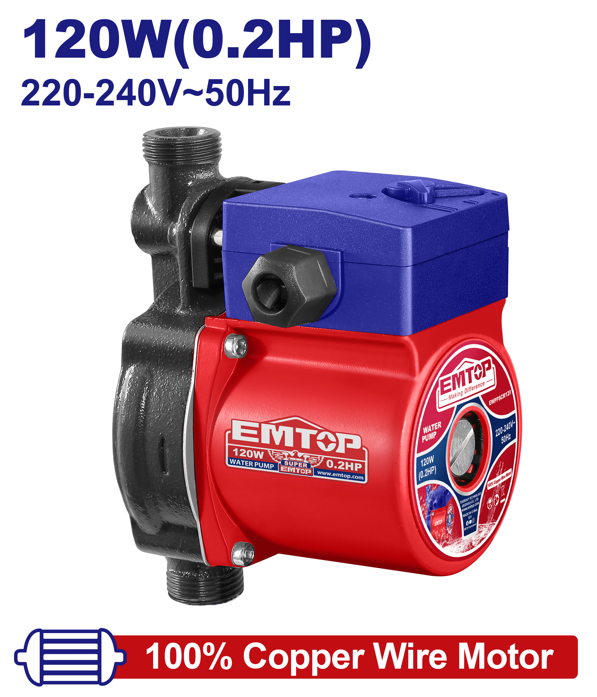 Emtop 120W Sirkulyasiya Nasosu EWPPSCM120
